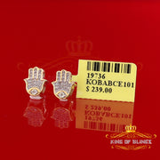 King Of Bling's 925 Yellow Sterling Silver 0.15ct Diamond Stud Women's & Men's Hamsha Earrings KING OF BLINGS