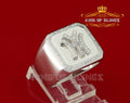 Sterling White Silver Yankees Square 0.80ct Cubic Zirconia Womens Ring Size 9 KING OF BLINGS