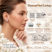 King Of Bling's 0.05ct Diamond Stud Earrings For Women White 925 Sterling Silver Stud For Men KING OF BLINGS