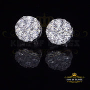 King of Blings- Aretes Para Hombre 925 White Silver 5.56ct Cubic Zirconia Women Round Earrings KING OF BLINGS