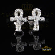 King of Bling's 925 White Silver 0.25ct VVS 'D' Moissanite Ankh Stud Earring Men's/Womens King of Blings