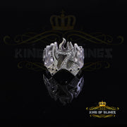 White 0.40ct Cubic Zirconia Silver Crown7 Men's Adjustable Ring From SZ 9 to 11 KING OF BLINGS