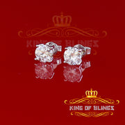 King of Bling's 2.00ct VVS 'D' Moissanite Men's/Womens 925 Silver White Round Stud Earrings KING OF BLINGS