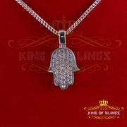 King Of Bling's Charm Hamsa Pendant 3.0ct VVS D Moissanite White Sterling Silver Men's & Women's KING OF BLINGS