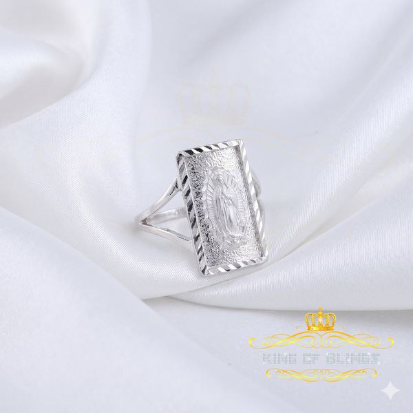 KING OF BLINGSOur Lady Guadalupe White 925 Silver Virgin Merry Protection Shield Ring SZ 7 KING OF BLINGS