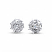 King Of Bling's 925 Sterling Silver White 0.10ct Diamond For Men's/Women's Stud Floral Earrings KING OF BLINGS