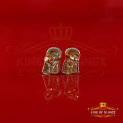 King  of Bling's Yellow Jesus 0.33ct VVS 'D' Moissanite Men's/Womens 925 Silver Stud Earrings KING OF BLINGS