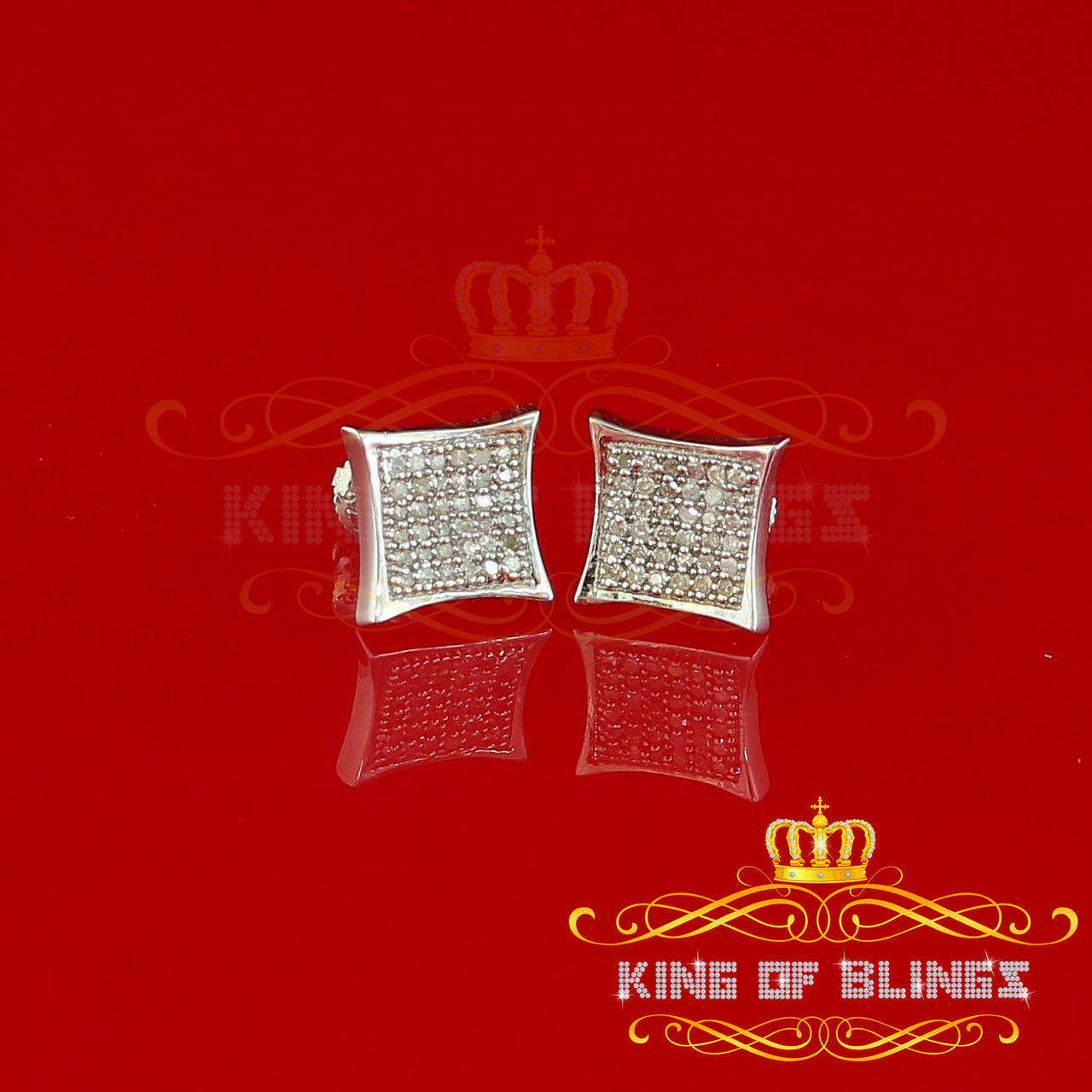 King Of Bling's Aretes Para Hombre 925 Silver 0.20ct Diamond Women's & Men's White Kite Earring