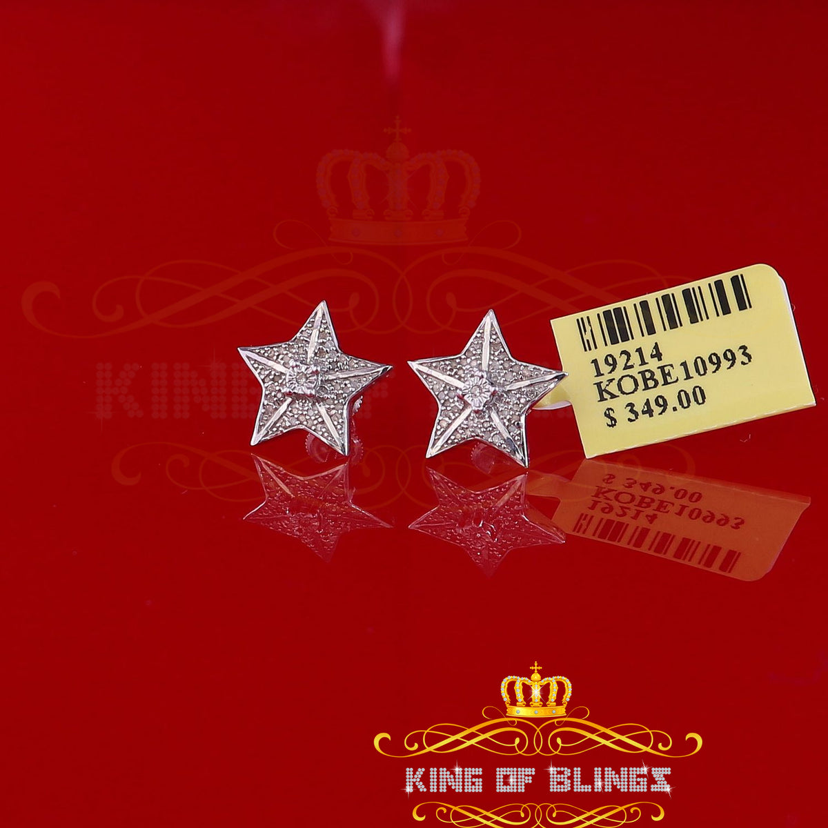 King Of Bling's 925 Sterling Silver White 0.25ct Diamond For Women's / Men's Stud Star Earrings KING OF BLINGS