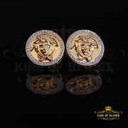 King  of Bling's Men's/Women's 925 Silver Yellow 0.50ct VVS 'D' Moissanite Medusa Stud Earrings KING OF BLINGS