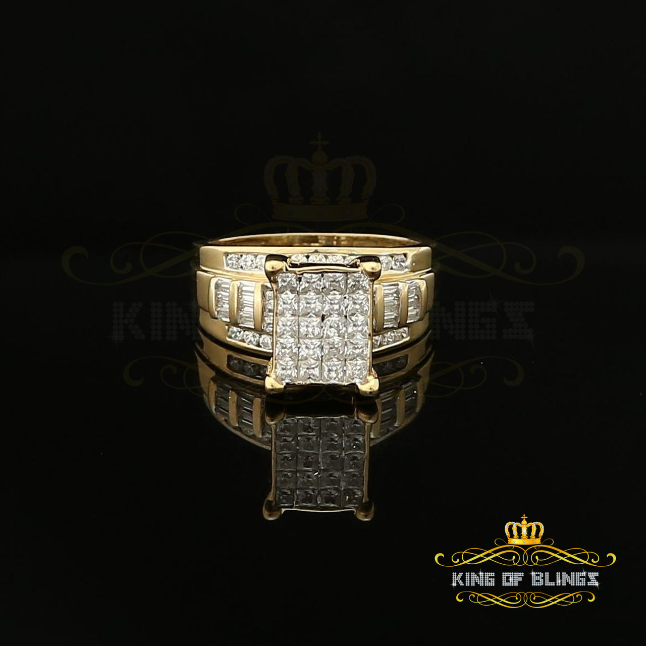 King Of Bling's 925 Yellow Sterling Silver 3.00ct Cubic Zirconia Cinderella Womens Ring Size 10