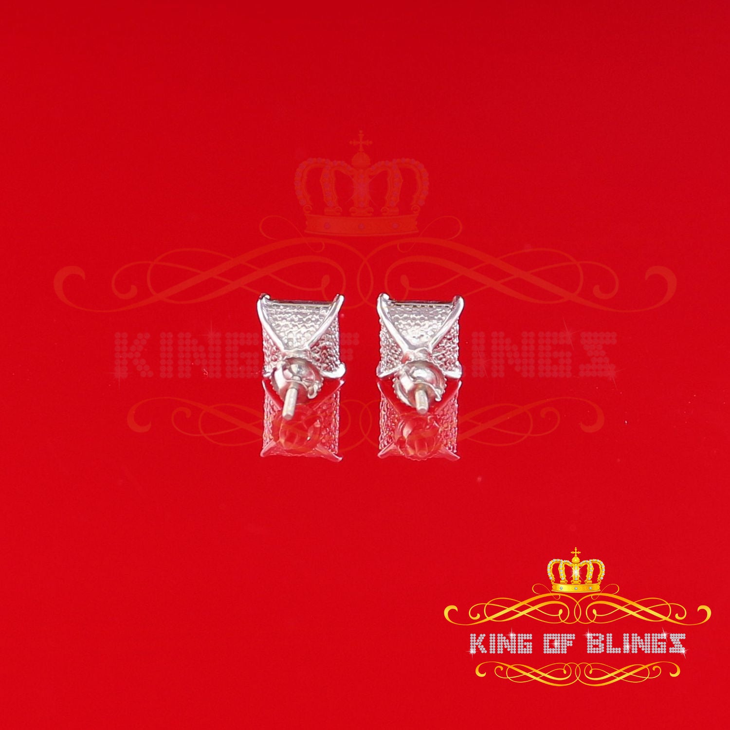 King Of Bling's 0.20ct Diamond Collection White 925 Sterling Silver Women & Men Square Earrings KING OF BLINGS