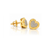 King Of Bling's Aretes Para Hombre Heart 925 Yellow Silver 0.10ct Diamond Women & Men Earrings KING OF BLINGS