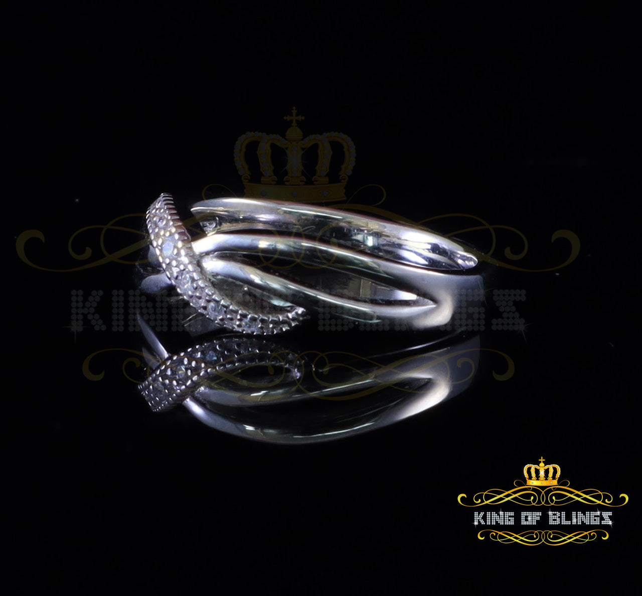 King Of Bling's925 Sterling Silver White Cubic Zirconia 0.10ct Band Round Women's Ring size 6