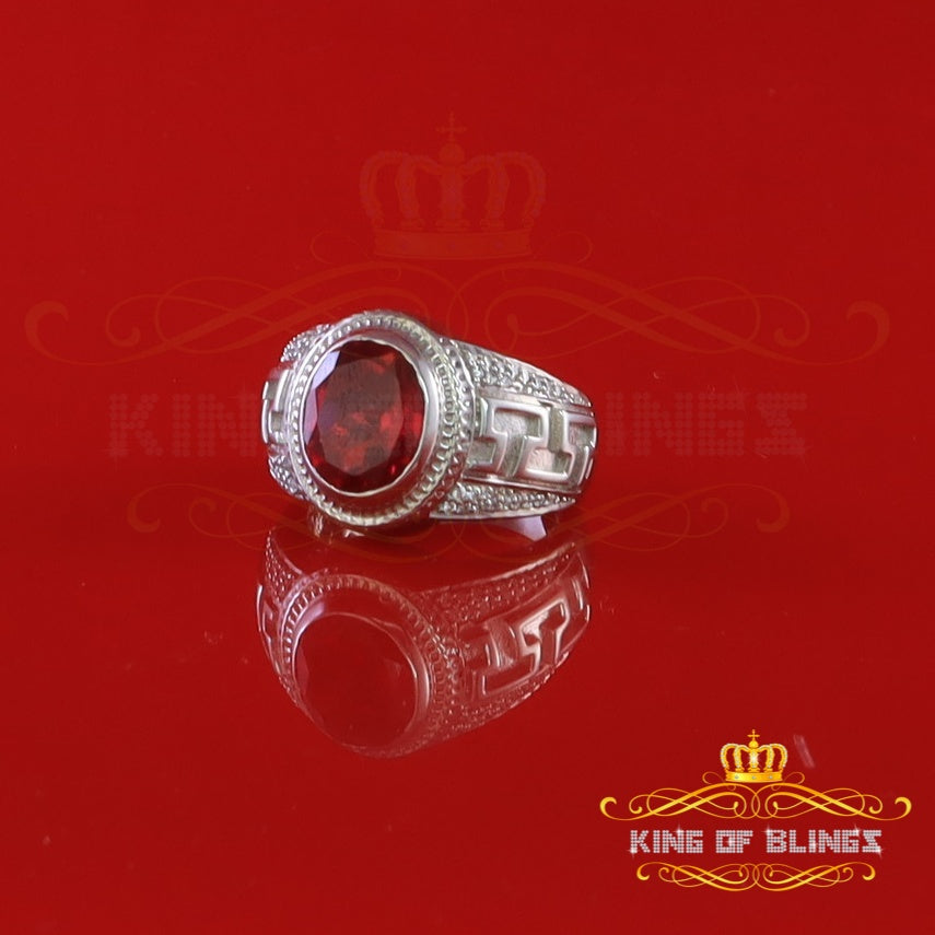 King Of Bling's8.10ct White Silver Oval Cubic Zirconia Men's Ring Adjustable Ring From SZ 9 to 11