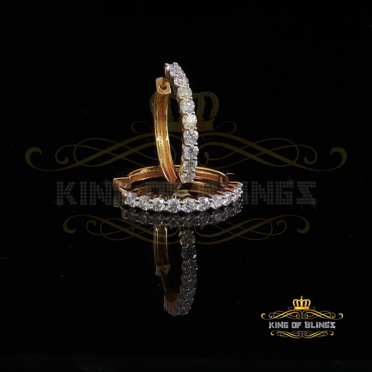 King  of Bling's 2.00ct Moissanite Yellow 925 Sterling Silver Women's Hoop Earrings