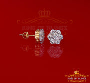 King of Bling's 2.66ct Cubic Zirconia 925 Yellow Silver Women's & Men's Hip Hop Floral Earrings KING OF BLINGS