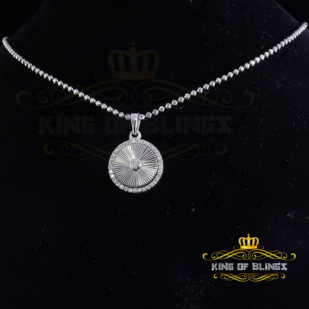 King Of Bling's White 925 Silver 1.00ct VVS D Clr Moissanite Round Pendant for Women