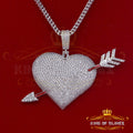 White Special Heart arrow Shape Sterling Silver Pendant 13.58ct Cubic Zirconia KING OF BLINGS