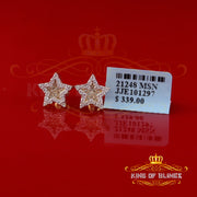 King  of Bling's 925 Yellow Silver 0.66ct VVS 'D' Moissanite Star Stud Earring Men's/Womens King of Blings
