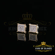 King of Blings-0.20ct Diamond Collection Yellow 925 Sterling Silver Women & Men Square Earrings KING OF BLINGS