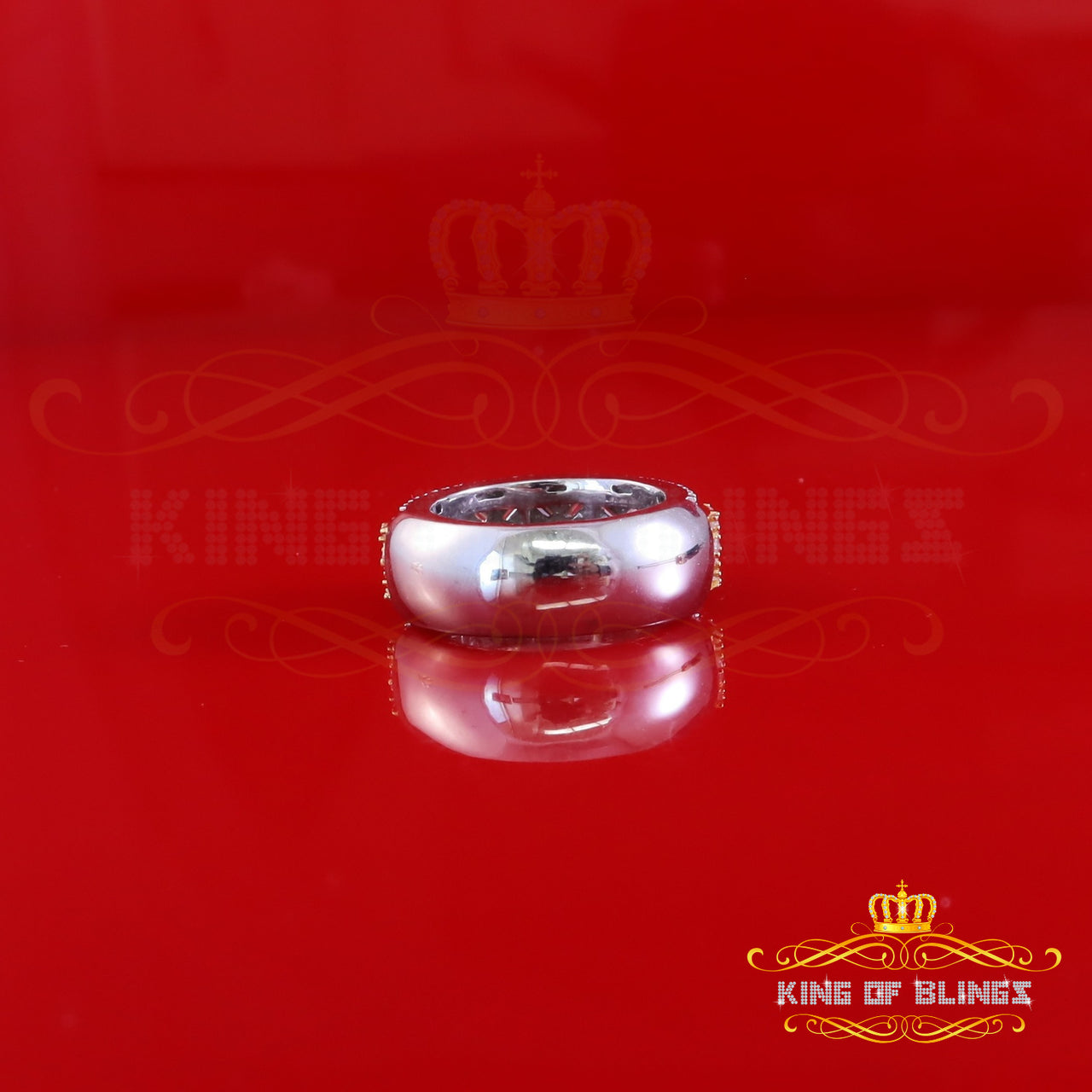 King of Bling's White Size 8 Men/ Women925 Silver 2.50ct VVS 'D' Moissanite Baguette Band Ring King of Blings
