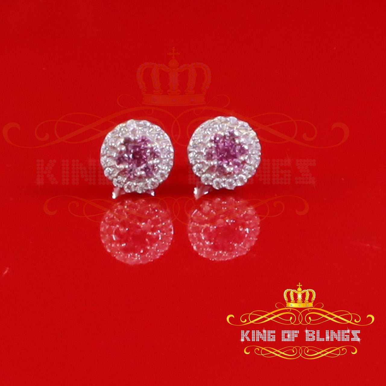 King of Blings- 925 White Starling Silver 0.90ct Cubic Zirconia Women's & Men's Round Earrings