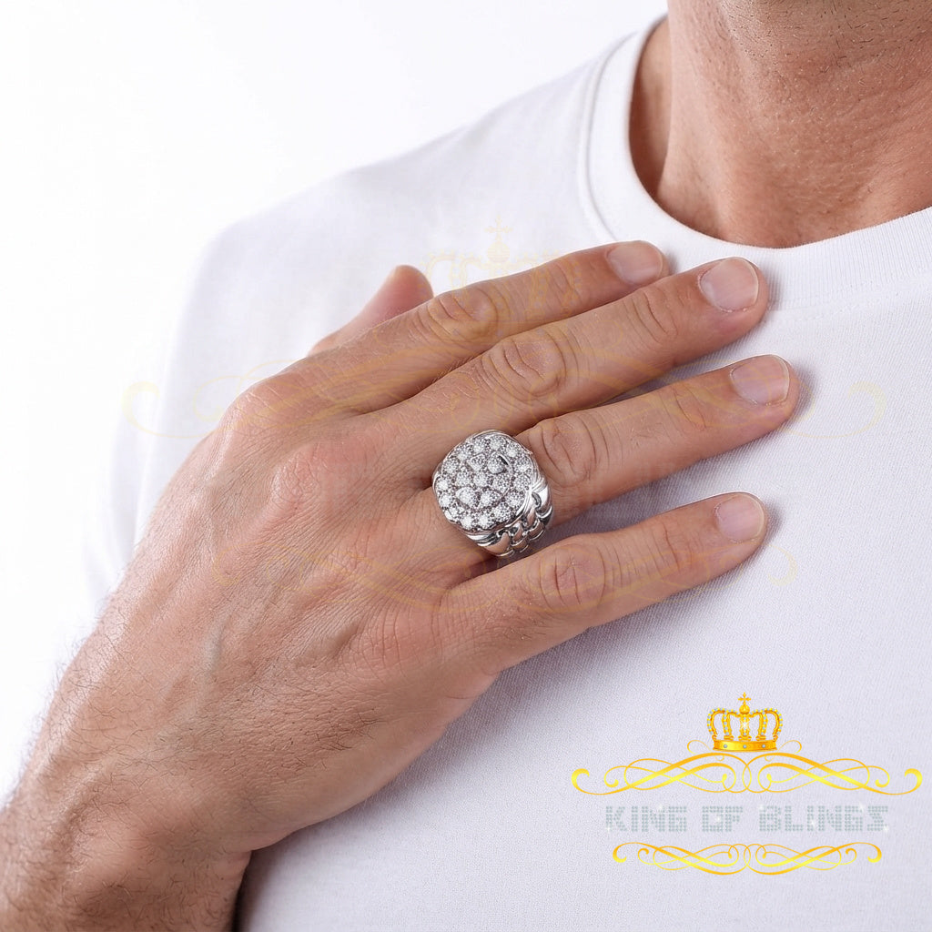 King Of Bling's 0.30CT Real Diamond Men's 925 Sterling Silver White Ring Size 8 Antique Design KING OF BLINGS