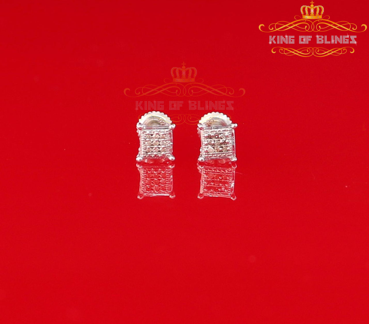King Of Bling's 0.05ct Diamond Collection White 925 Sterling Silver Women & Men Square Earrings