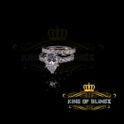 King of Bling's 7.00ct Moissanite White Sterling Silver Men/ Women Bridal Ring Pear Shape Size 8 KING OF BLINGS