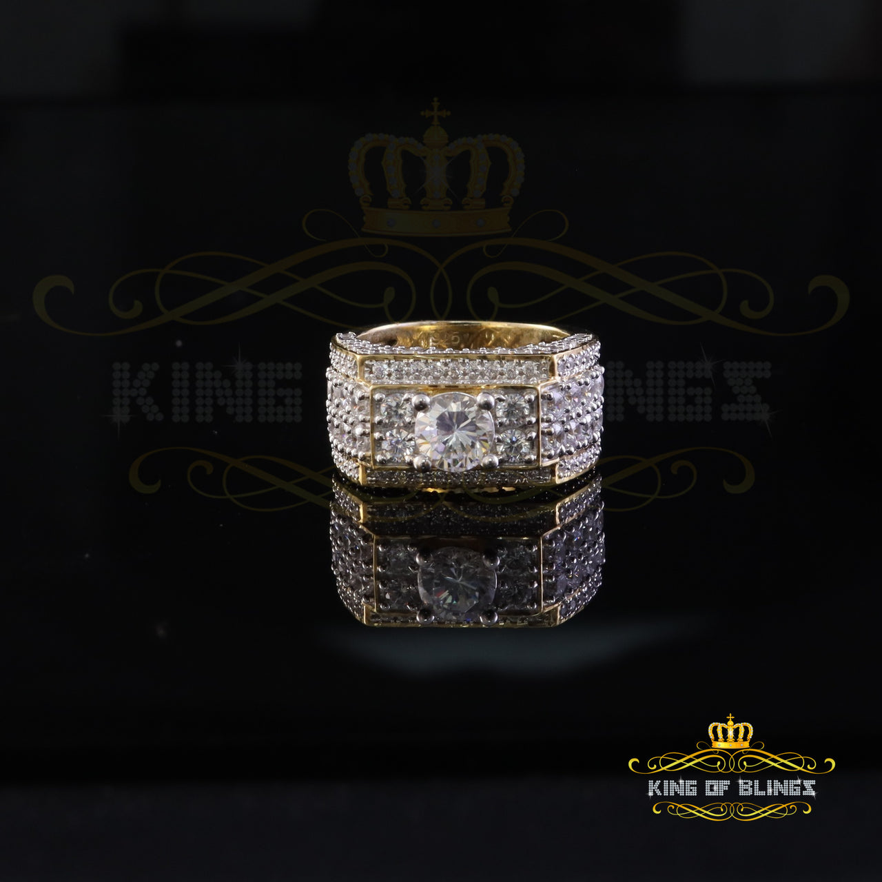 King Of Bling's Sterling Silver Round Cubic Zirconia 8.85ct Yellow Fashion Womens Ring Size 8 KING OF BLINGS