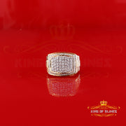 King Of Bling's Rectangle Ring Real 0.40ct Diamond 925 Yellow Silver Engagement Men Size 10 King of Blings