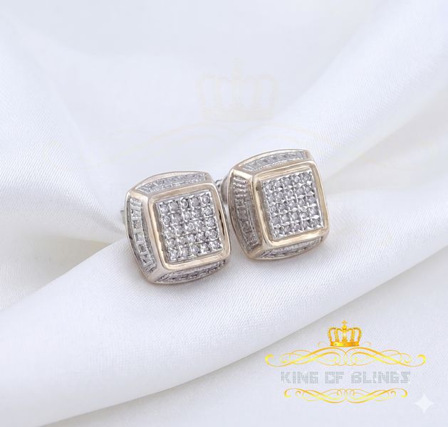 King of Blings-925 Sterling Silver Hip Hop Men's & Women's 0.15ct Real Diamonds Yellow Earrings