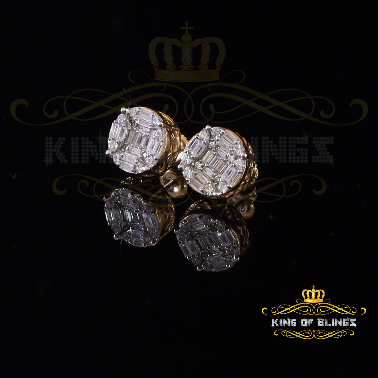 King of Bling's Hip Hop Yellow 925 Silver 1.06ct Cubic Zirconia Women's & Men's style Earrings