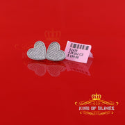 King of Bling's 925 Sterling White Silver 0.84ct Cubic Zirconia Women's & Men's Heart Earrings KING OF BLINGS