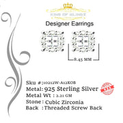 King of Blings- 925 White Sterling Silver 0.96ct Cubic Zirconia Women's Hip Hop Flower Earrings KING OF BLINGS