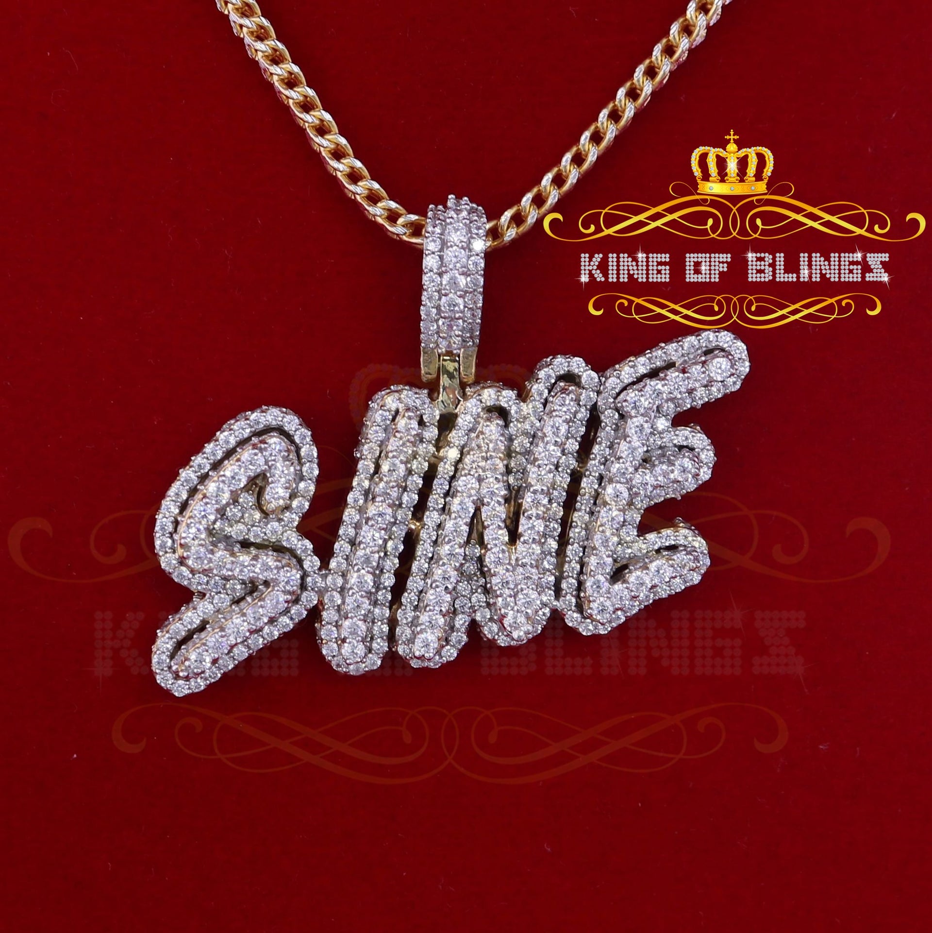King Of Bling's Make Your Custom Name Design like 'SINE'' 1.00 inch 3D Letter Women's / Men's Initial Necklaces Pendant KING OF BLINGS