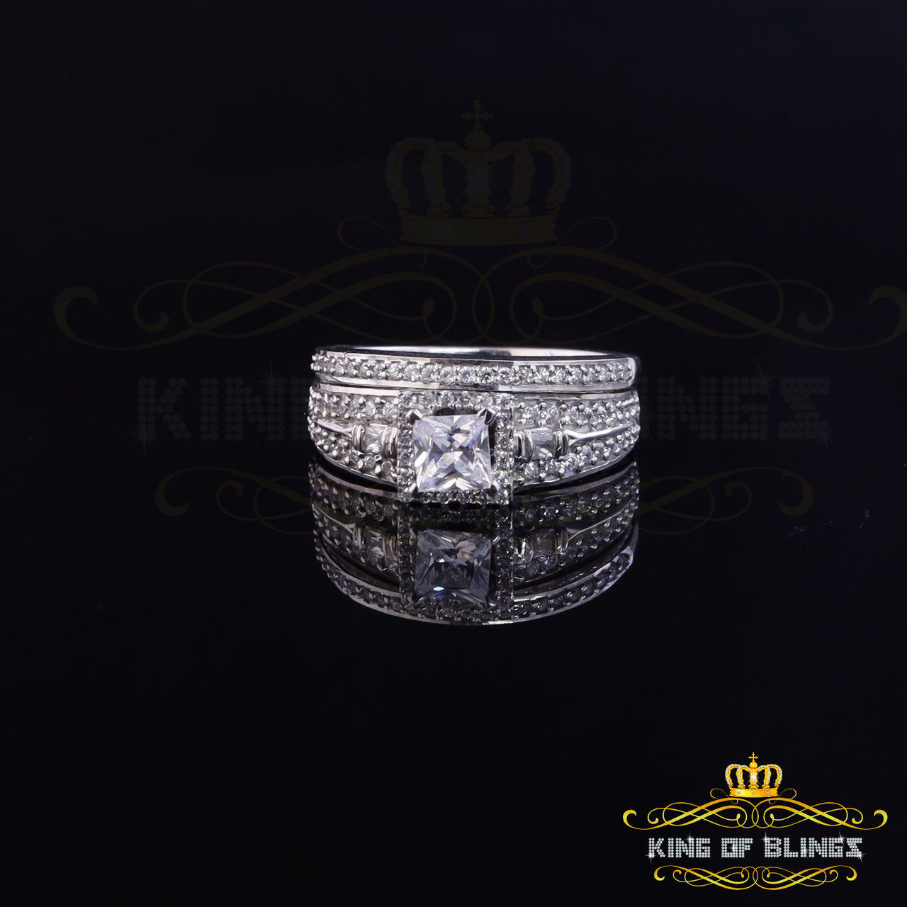 White Sterling Silver Square Cubic Zirconia 1.11ct Womens Fashion Ring Size 7