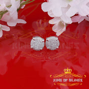 King of Blings- Aretes Para Hombre 925 White Silver 1.06ct Cubic Zirconia Round Women's Earrings KING OF BLINGS