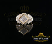King Of Bling's 0.66 CT Real Diamond Womens Sterling Silver Yellow Ring Size 7 Square shape KING OF BLINGS