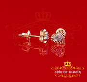 King of Blings-Aretes Para Hombre Heart 925 Yellow Silver 0.05ct Diamond Women & Men Earring KING OF BLINGS