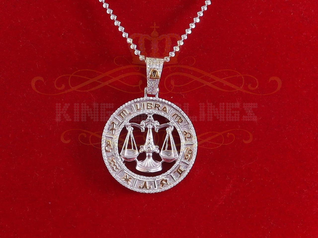 King Of Bling's 925 Silver 'LIBRA' White Pendant For Men's & Women's 1.77ct Cubic Zirconia