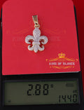 Promise Yellow Sterling Silver Fleur de Lis Pendant with 1.47ct Cubic Zirconia KING OF BLINGS