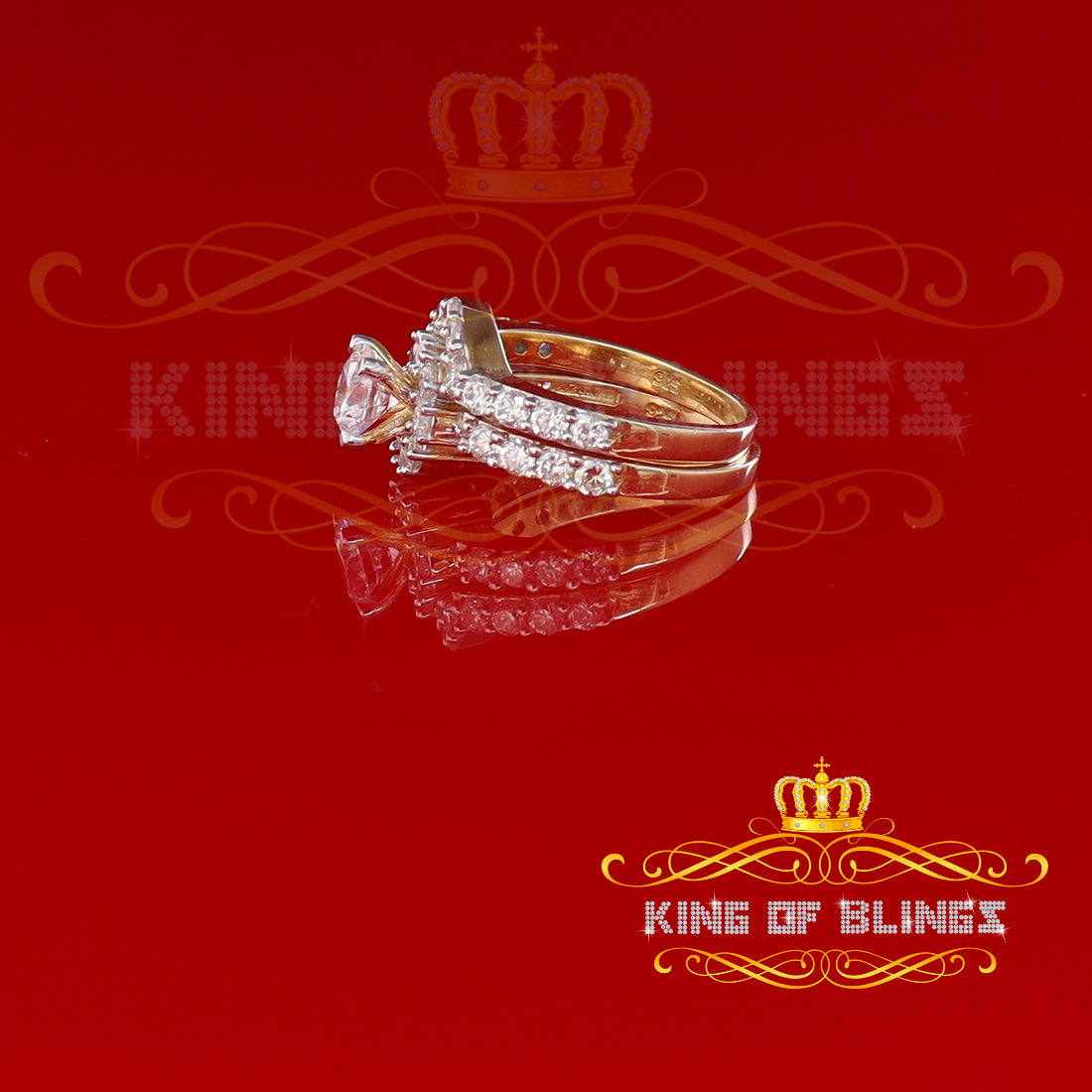 King Of Bling's 925 Sterling Yellow Silver Round 5.25ct Cubic Zirconia Women's Ring Size 6.5 KING OF BLINGS