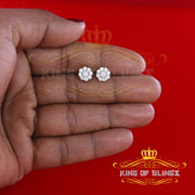 King of Bling's 925 Yellow Sterling Silver 1.18ct Cubic Zirconia Women's Hip Hop Flower Earrings KING OF BLINGS
