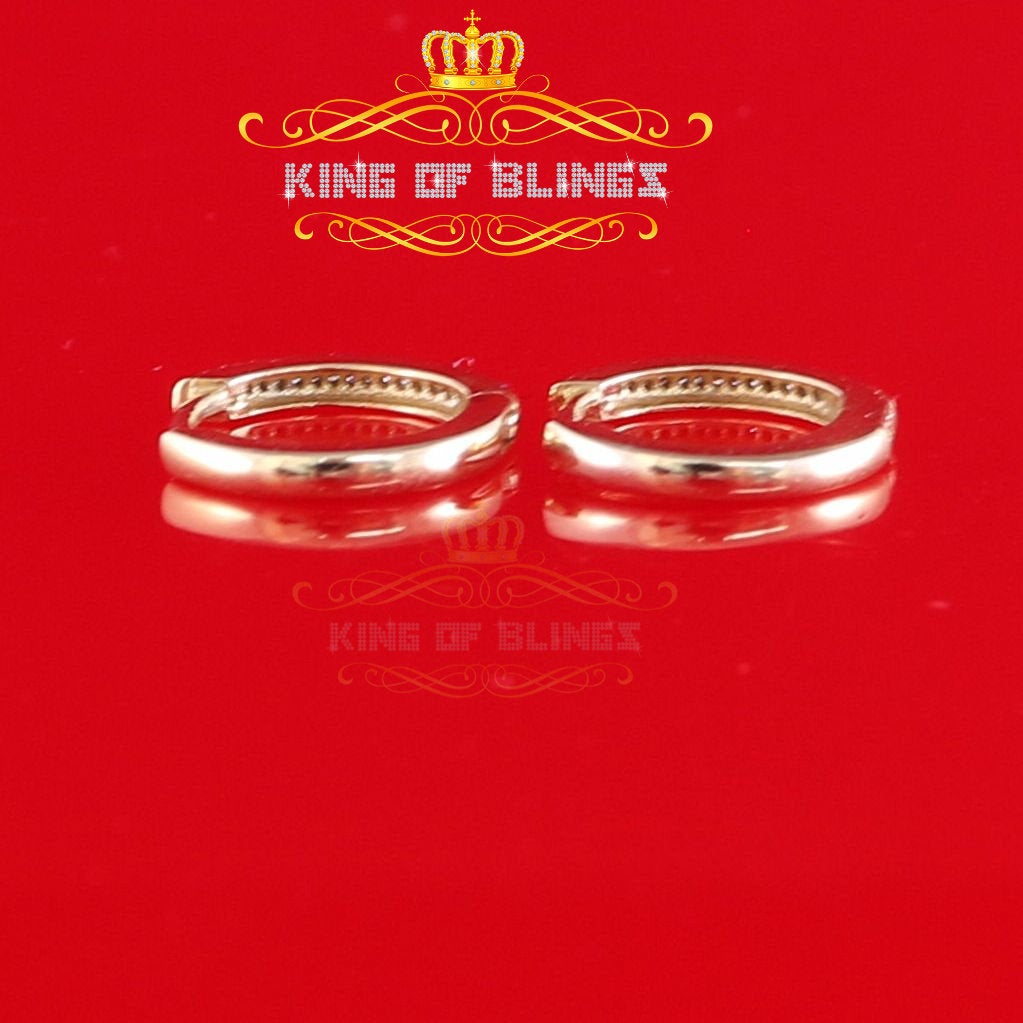 0.10ct Diamond 925 Sterling Silver Yellow Hoop Stud Earrings For Men's / Women's KING OF BLINGS