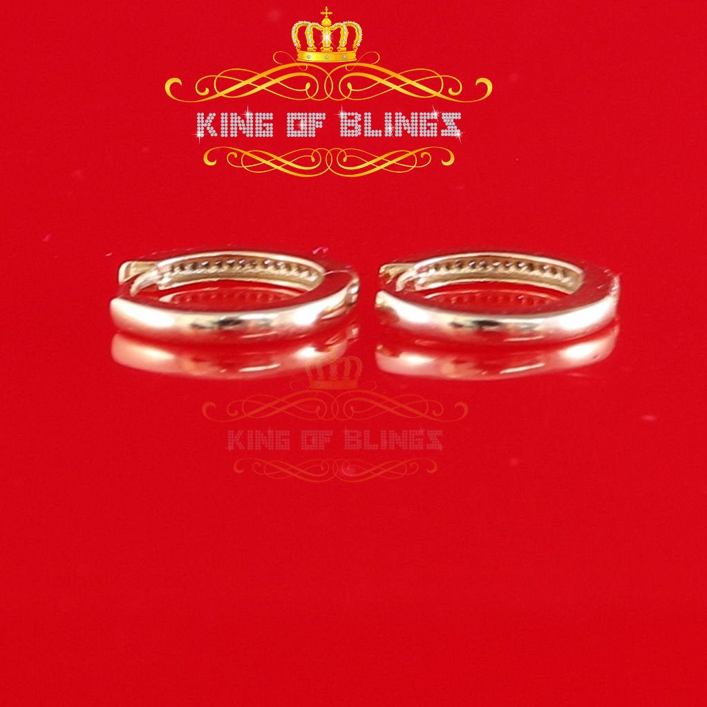 King of Blings-0.10ct Diamond 925 Sterling Silver Yellow Hoop Stud Earrings For Men's / Women's