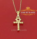 Beautiful Yellow Cross 925 Sterling Silver Shape Pendant 1.98ct Cubic Zirconia KING OF BLINGS