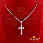 King Of Bling's Shiny 2.0ct VVS D Moissanite White Silver Charm Cross Pendant Men's & Women's KING OF BLINGS