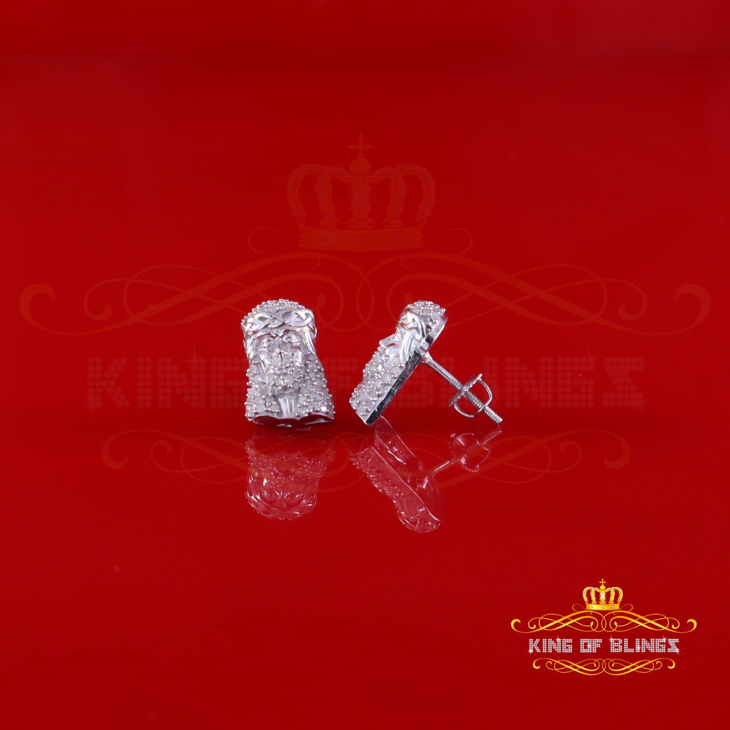 King Of Bling's New SmaLL 0.50ct Diamond 925 Silver White for Men's & Women Stud JESUS Earring King of Blings